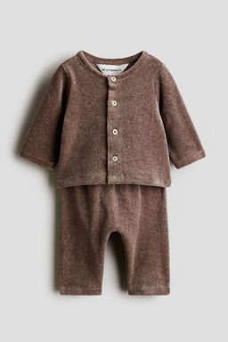 H&M - Boys Brown 2-Piece Velour Set