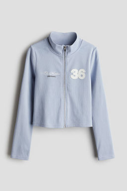 H&M - Girls Blue Motif-Detail Zip-Through Top