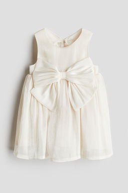 H&M - Girls White Bow-Detail Organza Dress