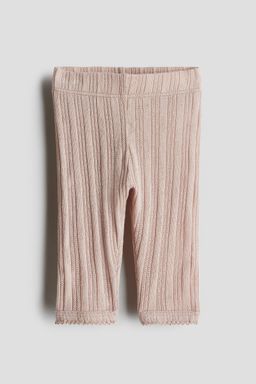 H&M - Girls Pink Pointelle Cotton Jersey Leggings
