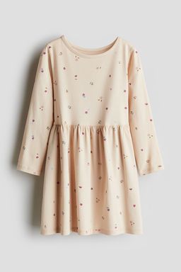 H&M - Girls Beige Printed Cotton Dress