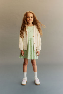 H&M - Girls Green Printed Cotton Dress