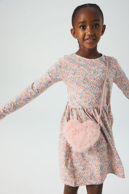 H&M - Girls Pink Printed Cotton Dress