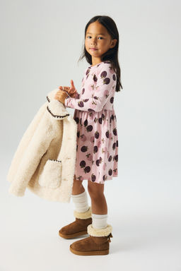 H&M - Girls Pink Printed Cotton Dress