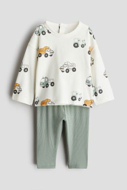 H&M - Boys Green 2-Piece Top And Leggings Set