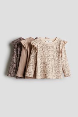 H&M - Girls 3-Pack Frill-Trimmed Jersey Tops