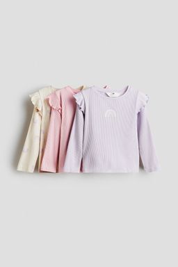 H&M - Girls 3-Pack Frill-Trimmed Jersey Tops