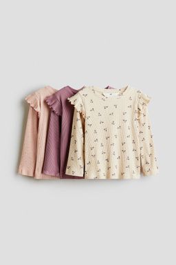 H&M - Girls 3-Pack Frill-Trimmed Jersey Tops