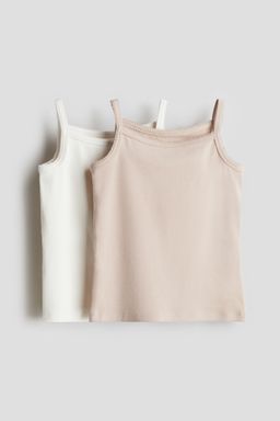 H&M - Girls 2-Pack Pima Cotton Strappy Tops