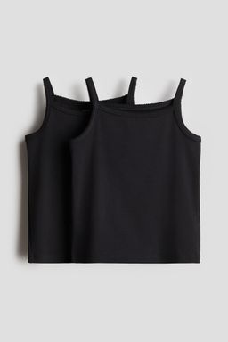 H&M - Girls 2-Pack Pima Cotton Strappy Tops