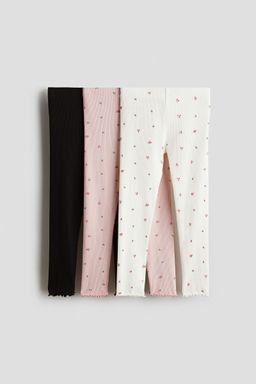 H&M - Girls 3-Pack Ribbed Cotton Leggings