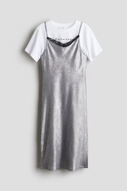 H&M - Girls Silver 2-Piece Top And Dress Set