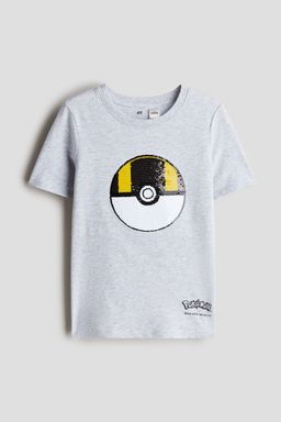 H&M - Boys Grey Reversible-Sequin T-Shirt