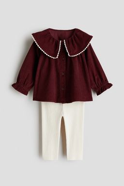 H&M - Girls Red 2-Piece Blouse And Leggings Set