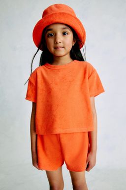 H&M - Girls Red 2-Piece Terry Top And Shorts Set