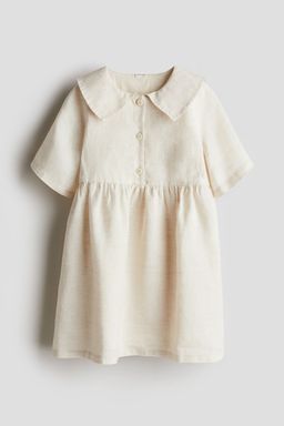 H&M - Girls Beige Loose-Fit Linen Dress
