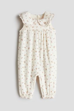 H&M - Girls White Cotton Muslin Romper Suit
