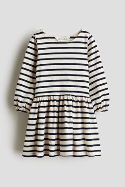 H&M - Girls White Textu Balloon-Sleeved Dress