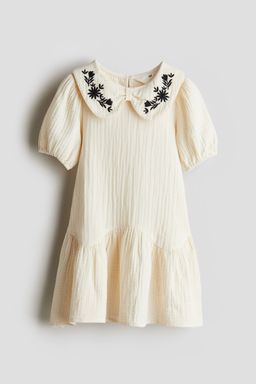 H&M - Girls Beige Cotton Muslin Dress