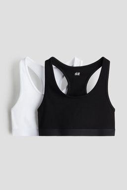 H&M - Girls 2-Pack Cotton Jersey Crop Tops