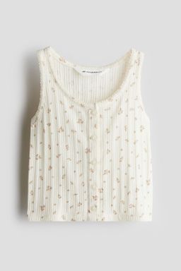 H&M - Girls White Pointelle Jersey Vest Top