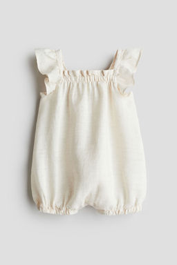 H&M - Girls Beige Linen Romper Suit