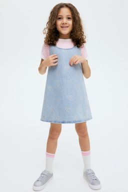 H&M - Girls Blue Embellished Denim Dress