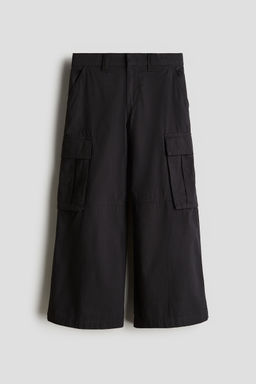 H&M - Girls Black Wide Cargo Trousers
