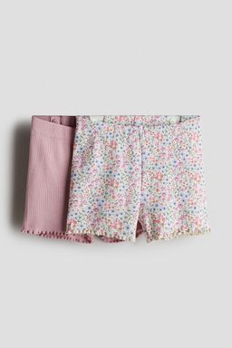 H&M - Girls 2-Pack Ribbed Cotton Cycling Shorts