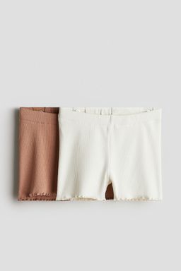H&M - Girls 2-Pack Ribbed Cotton Cycling Shorts
