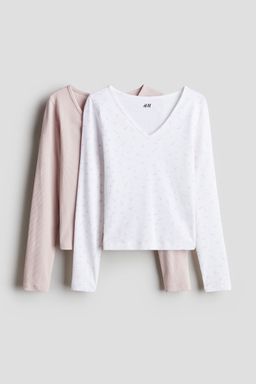 H&M - Girls 2-Pack Long-Sleeved Ribbed Tops