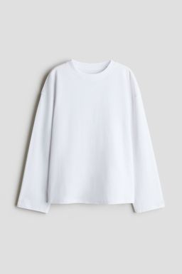H&M - Girls White Long-Sleeved Cotton Top