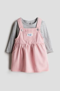 H&M - Girls Pink 2-Piece Denim Dress And Top Set