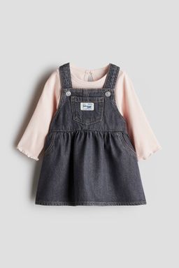 H&M - Girls Grey 2-Piece Denim Dress And Top Set
