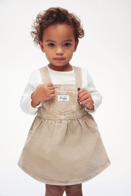 H&M - Girls Beige 2-Piece Denim Dress And Top Set