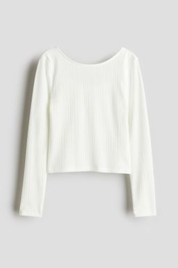 H&M - Girls White Ribbed Jersey Top