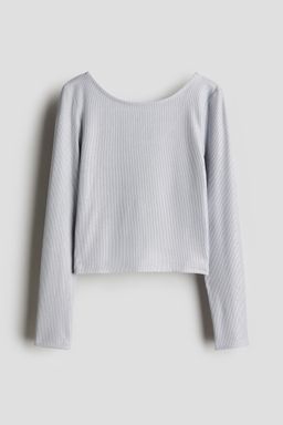 H&M - Girls Grey Ribbed Jersey Top
