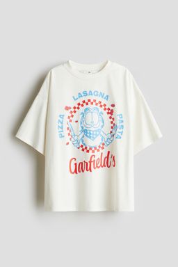 H&M - Girls White Printed Cotton T-Shirt