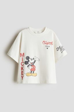 H&M - Girls White Printed Cotton T-Shirt