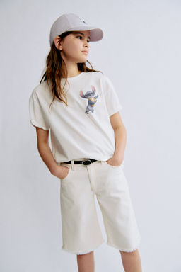 H&M - Girls White Printed Cotton T-Shirt