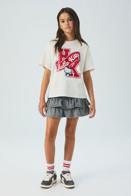 H&M - Girls White Printed Cotton T-Shirt