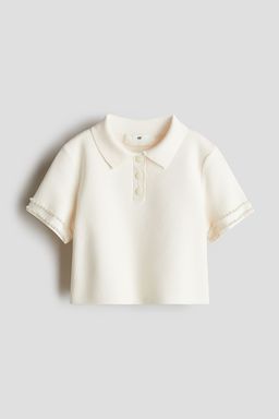H&M - Girls White Embellished Rib-Knit Top