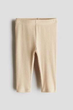 H&M - Boys Beige Ribbed Cotton Leggings