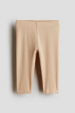 H&M - Boys Beige Ribbed Cotton Leggings