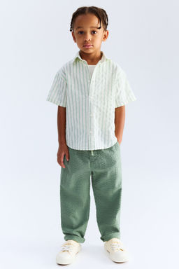 H&M - Boys Green Cotton Seersucker Trousers