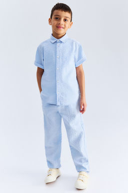 H&M - Boys Blue Cotton Seersucker Trousers