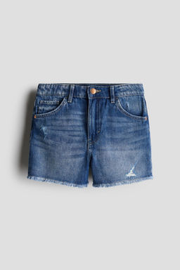 H&M - Girls Blue Frayed-Edge Denim Shorts