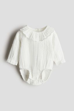 H&M - Girls White Cotton Muslin Romper Suit