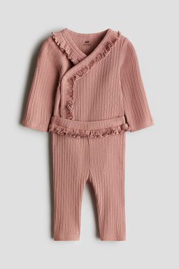 H&M - Girls Pink 2-Piece Pointelle Jersey Set