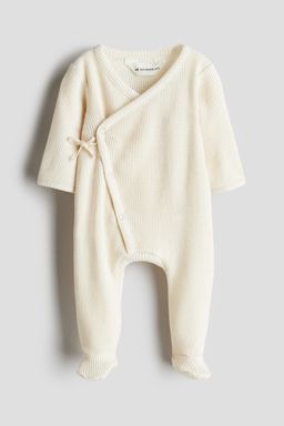 H&M - Boys Beige Waffled Cotton Romper Suit